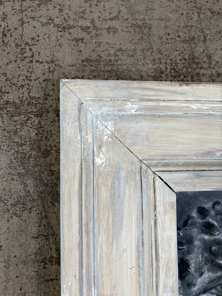 Set of Three Framed Embossed Metal Panels with Classical Face Motif