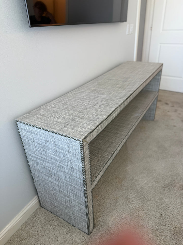 Fabric Upholstered Console Table with Nailhead Trim