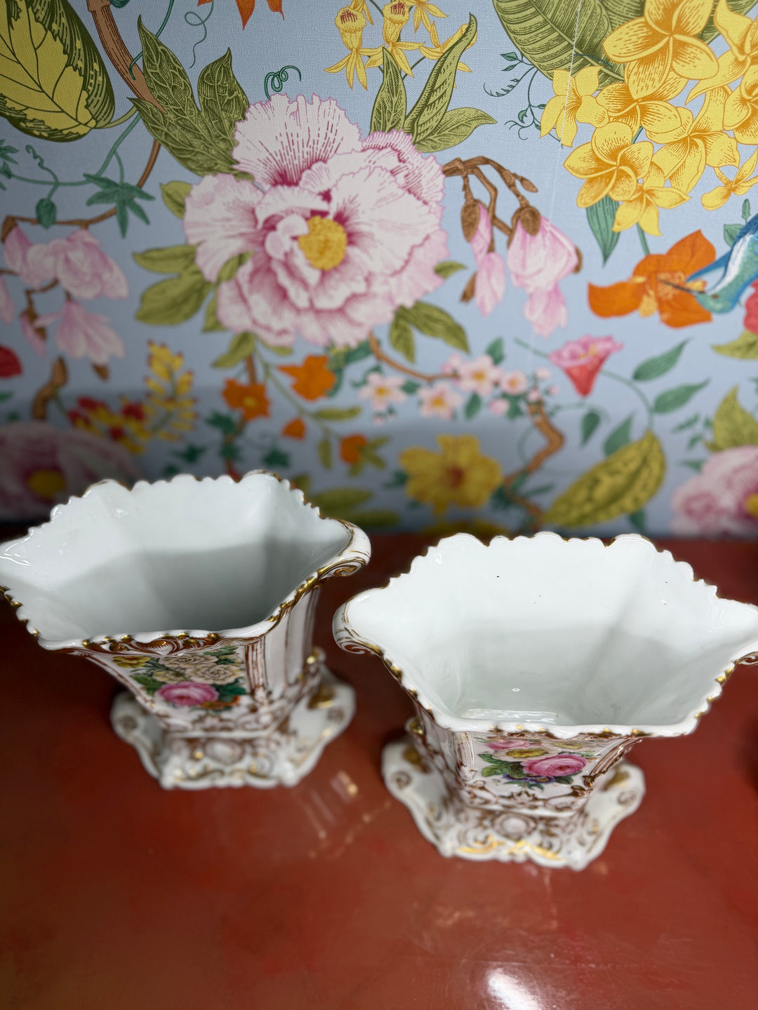 Set of 2 Antique French Porcelain Vases