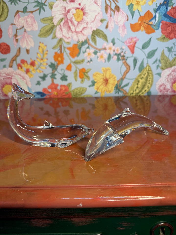 Pair of Baccarat Dolphins