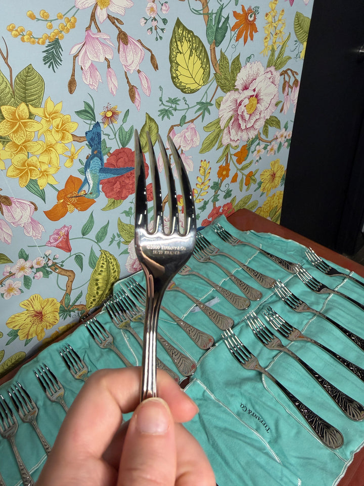 Vintage Tiffany & Co - Set of 16 Stainless Steel Dinner Forks / 16 Salad Forks