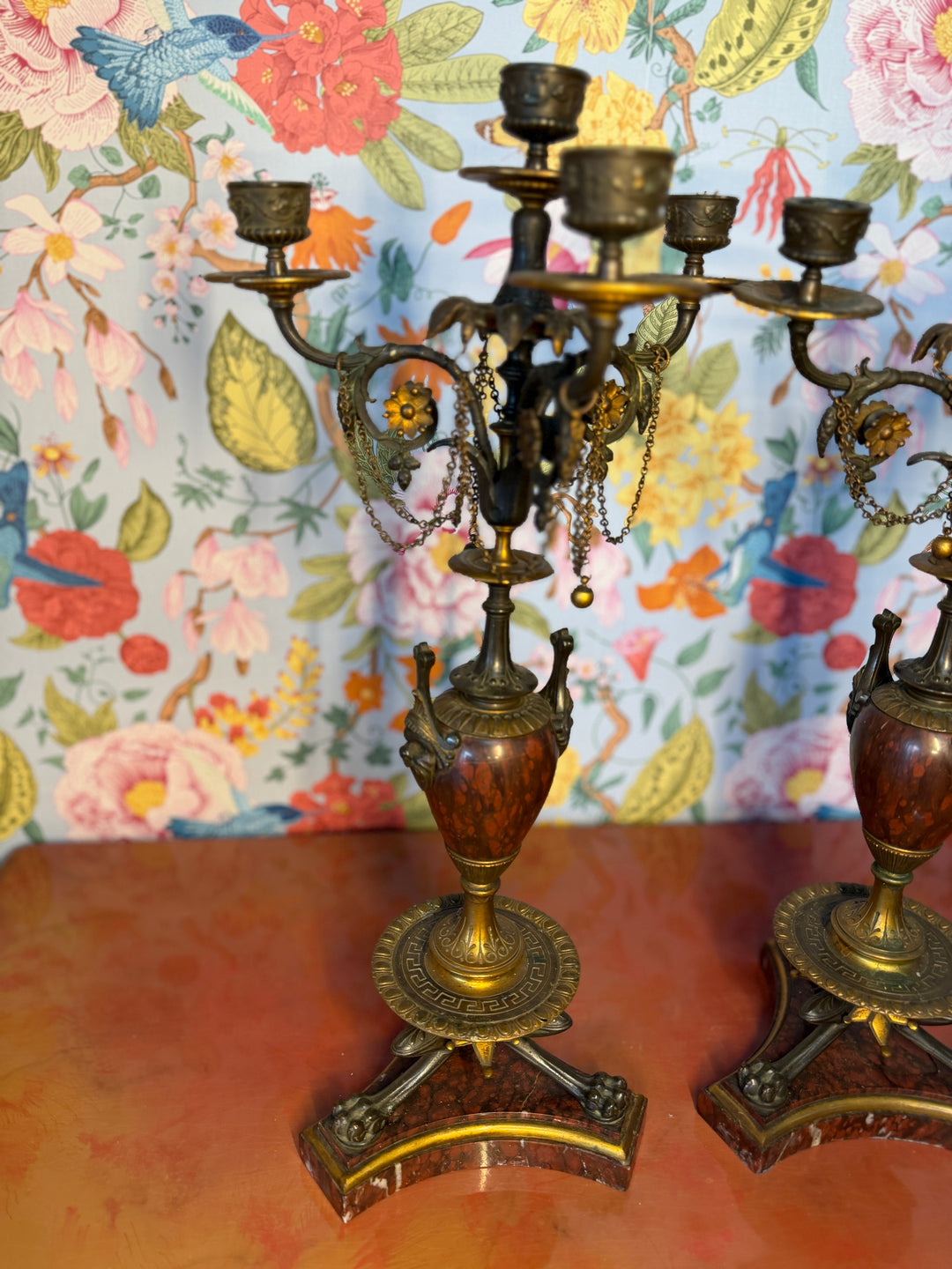 Marble Base Candelabras - Set of 2
