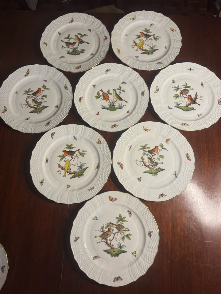 8 Herend Rothschild Dinner Plates (#1527)