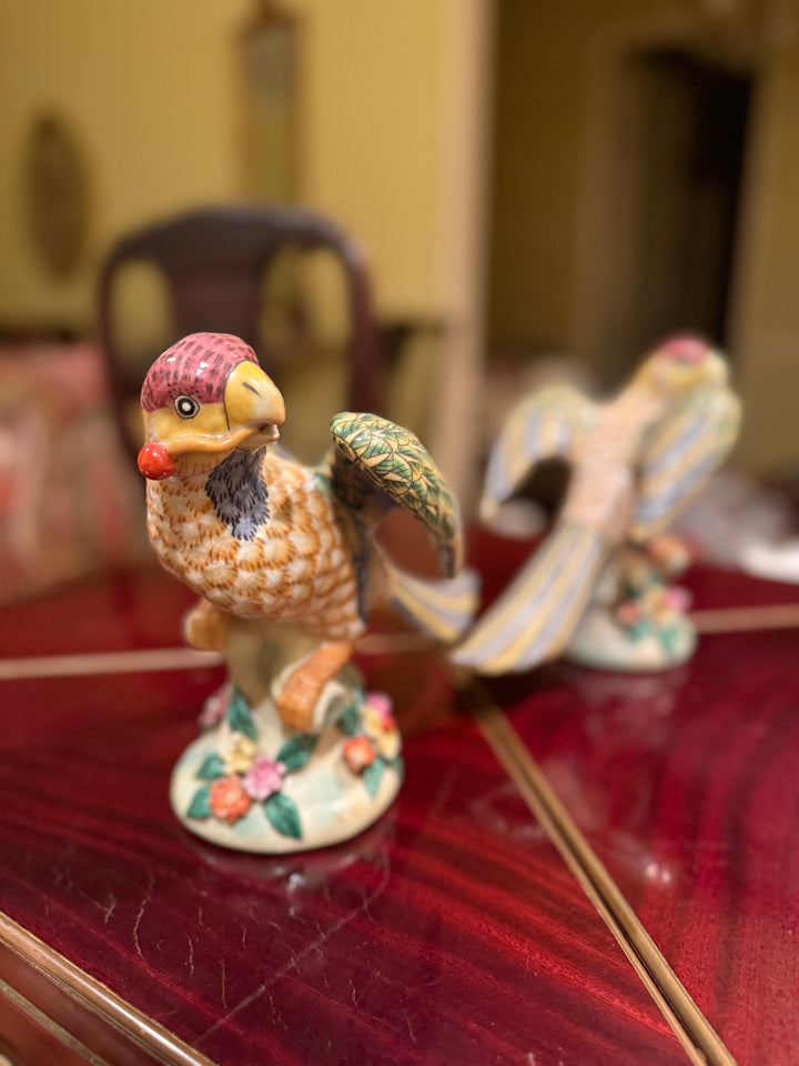 Majolica Parrot Figurines