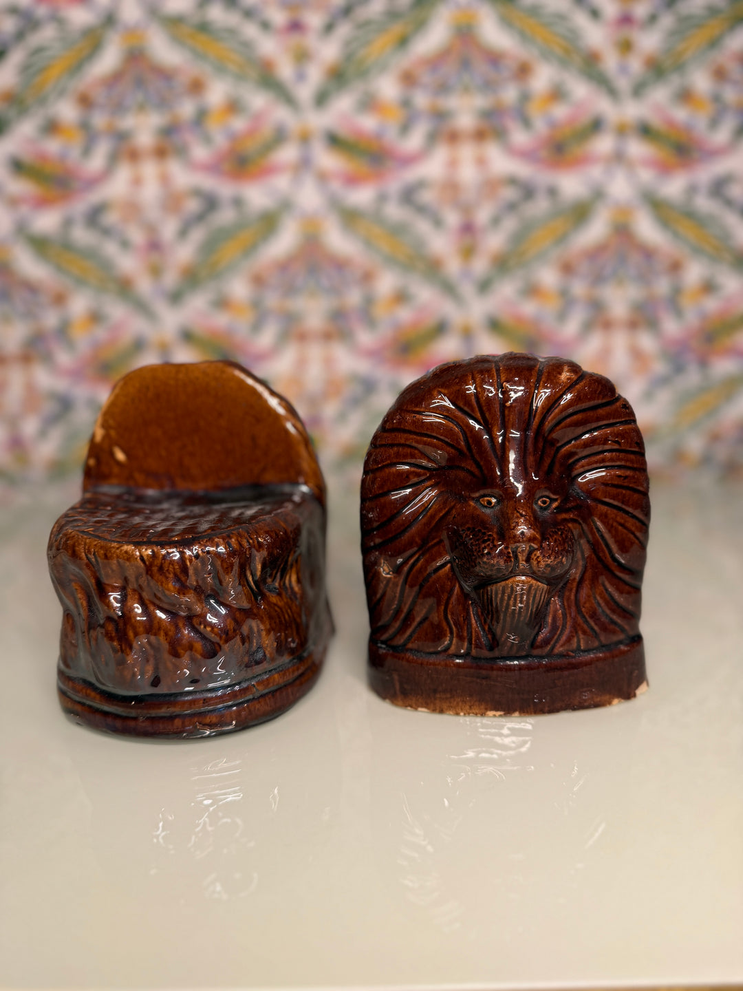 English Victorian Treacle Glaze Stoneware Rests