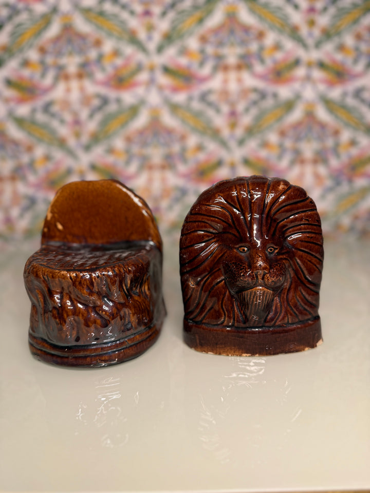 English Victorian Treacle Glaze Stoneware Rests