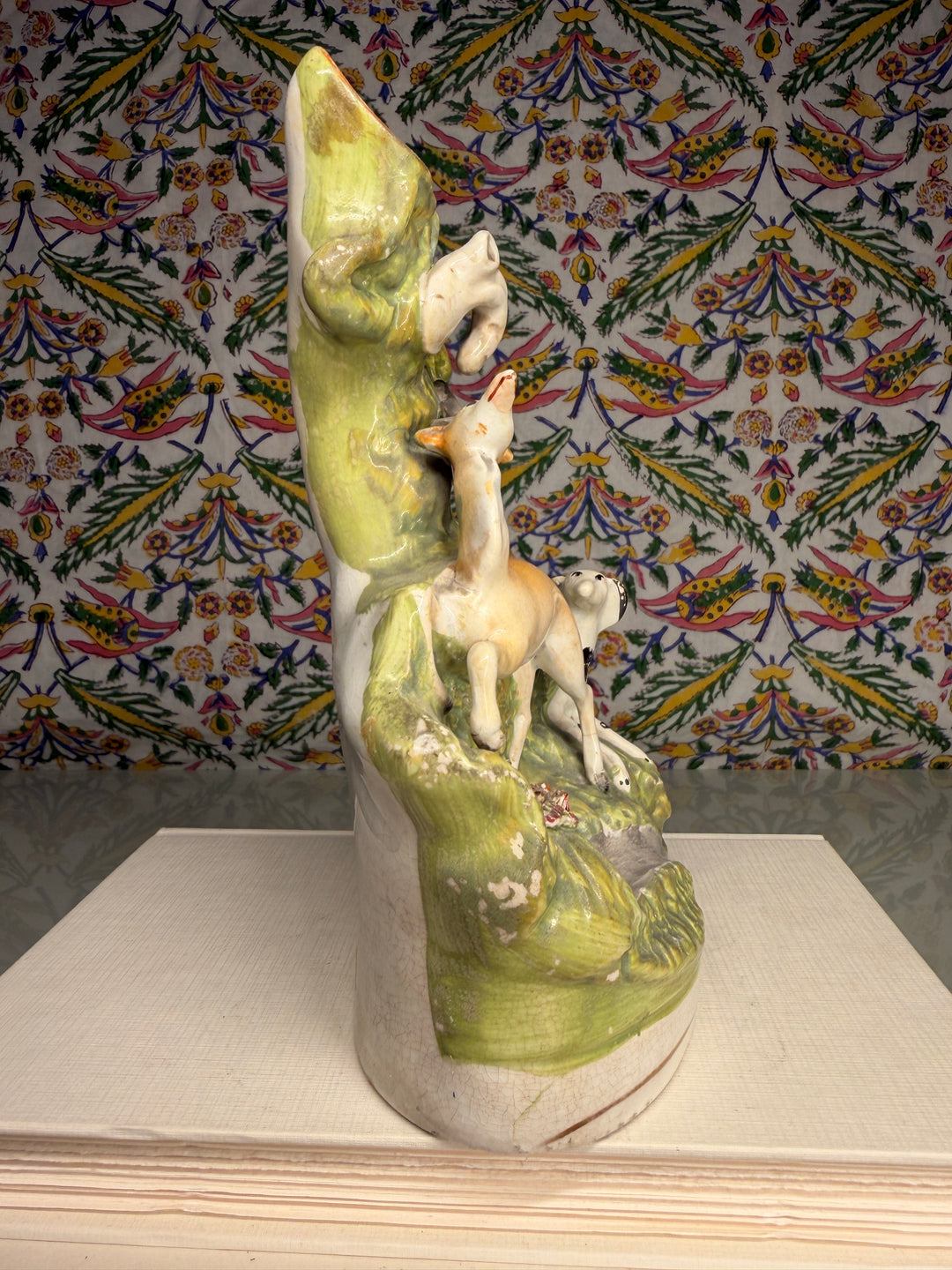Staffordshire-Style Hunting Dogs Figural Spill Vase