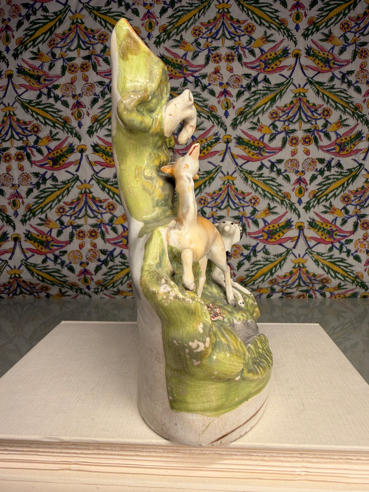 Staffordshire-Style Hunting Dogs Figural Spill Vase