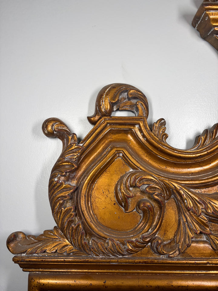 Large Gilt-Framed Wall Mirror with Carved Pediment