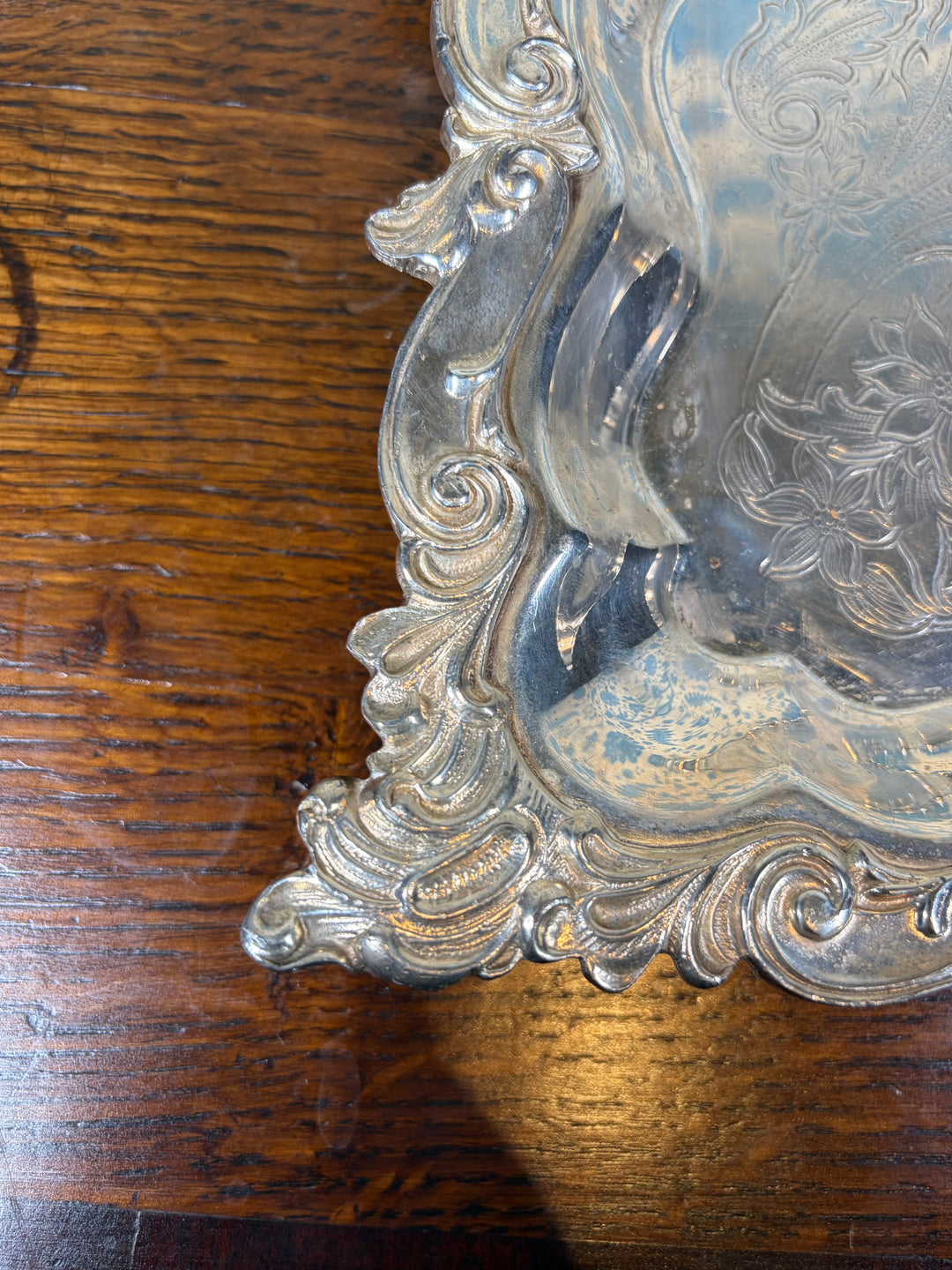 Silver Plated Ornate Square Tray (Victorian Style)
