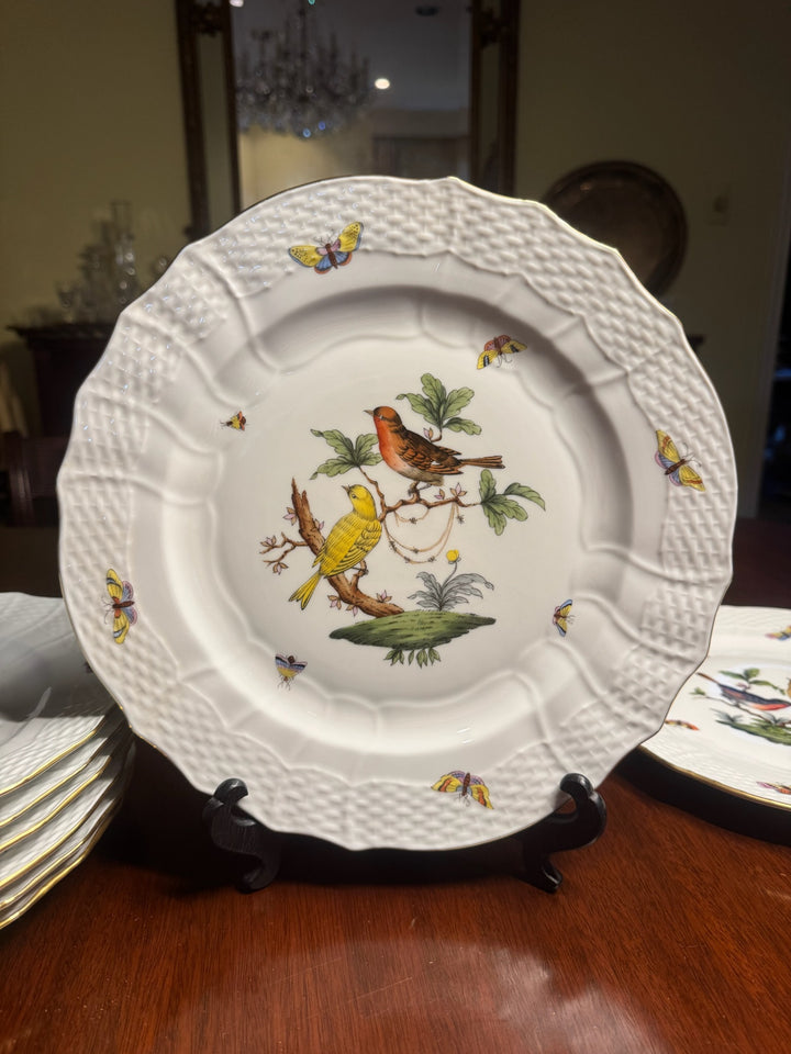8 Herend Rothschild Dinner Plates (#1527)