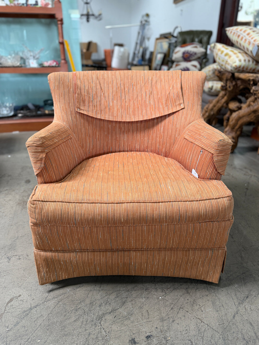 Upholstered Chair - Orange Striped