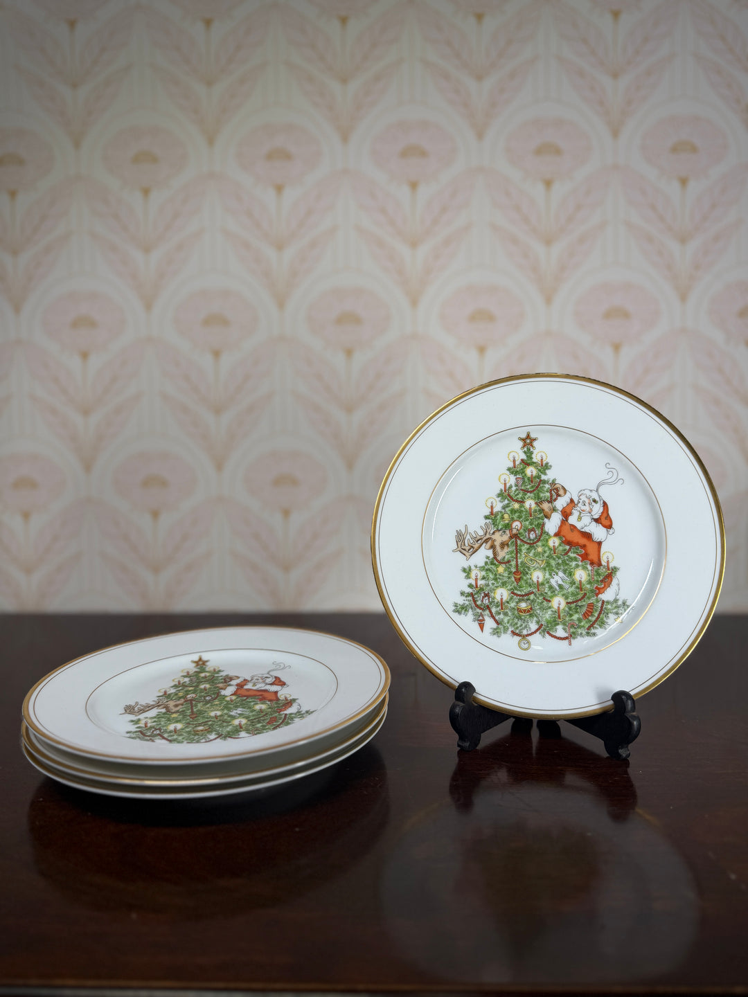 Fitz and Floyd 4 Christmas Tree Side Plates