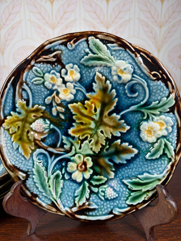 Set of Four 19th Century Swedish Majolica-Style Dessert Plates