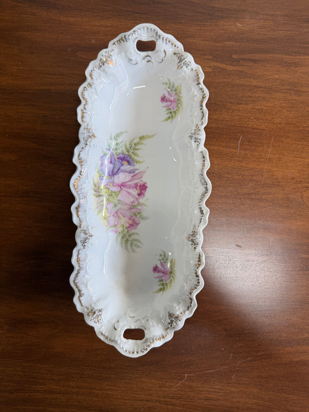 Antique Porcelain Floral Tray