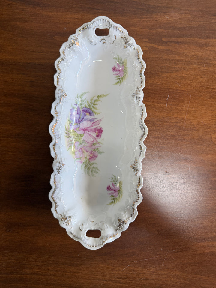 Antique Porcelain Floral Tray