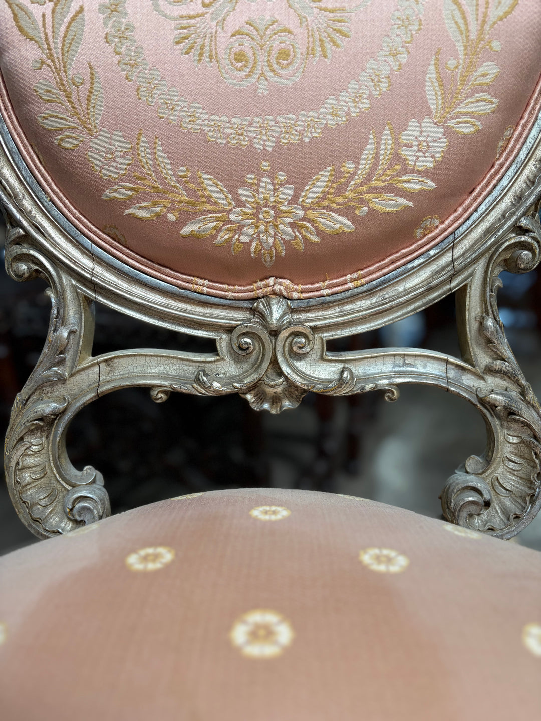 French Rococo-Style Silver-Gilt Carved Side Chair