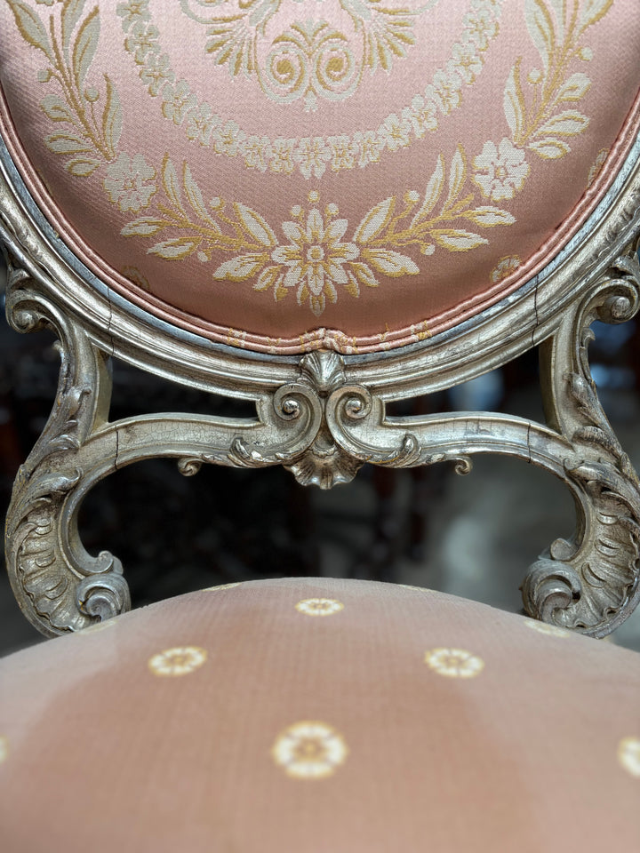 French Rococo-Style Silver-Gilt Carved Side Chair