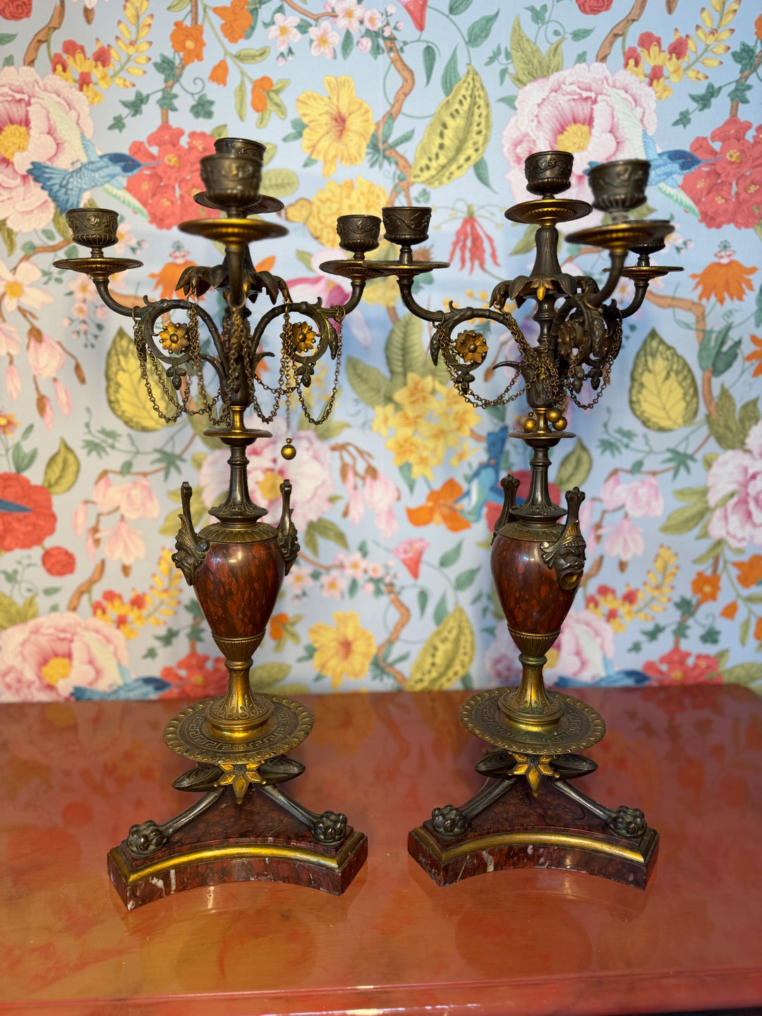 Marble Base Candelabras - Set of 2