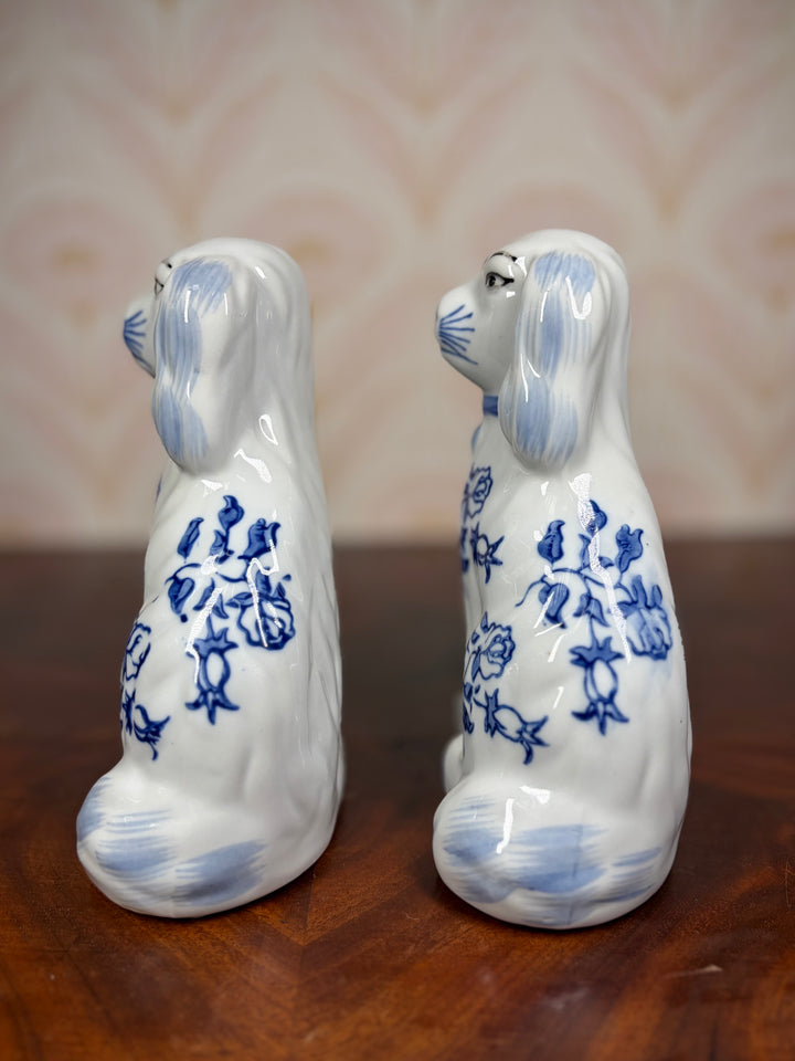 Pair of Blue and White Dogs