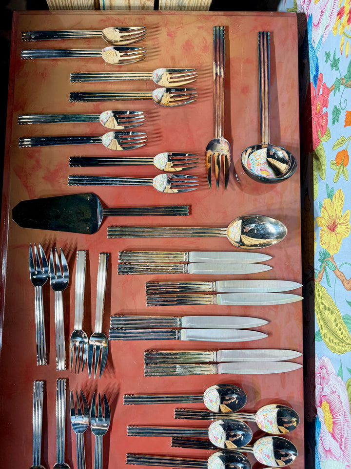 Puiforcat Silverplated Nantes Flatware (Service for 8 + 4 Serving Pieces)