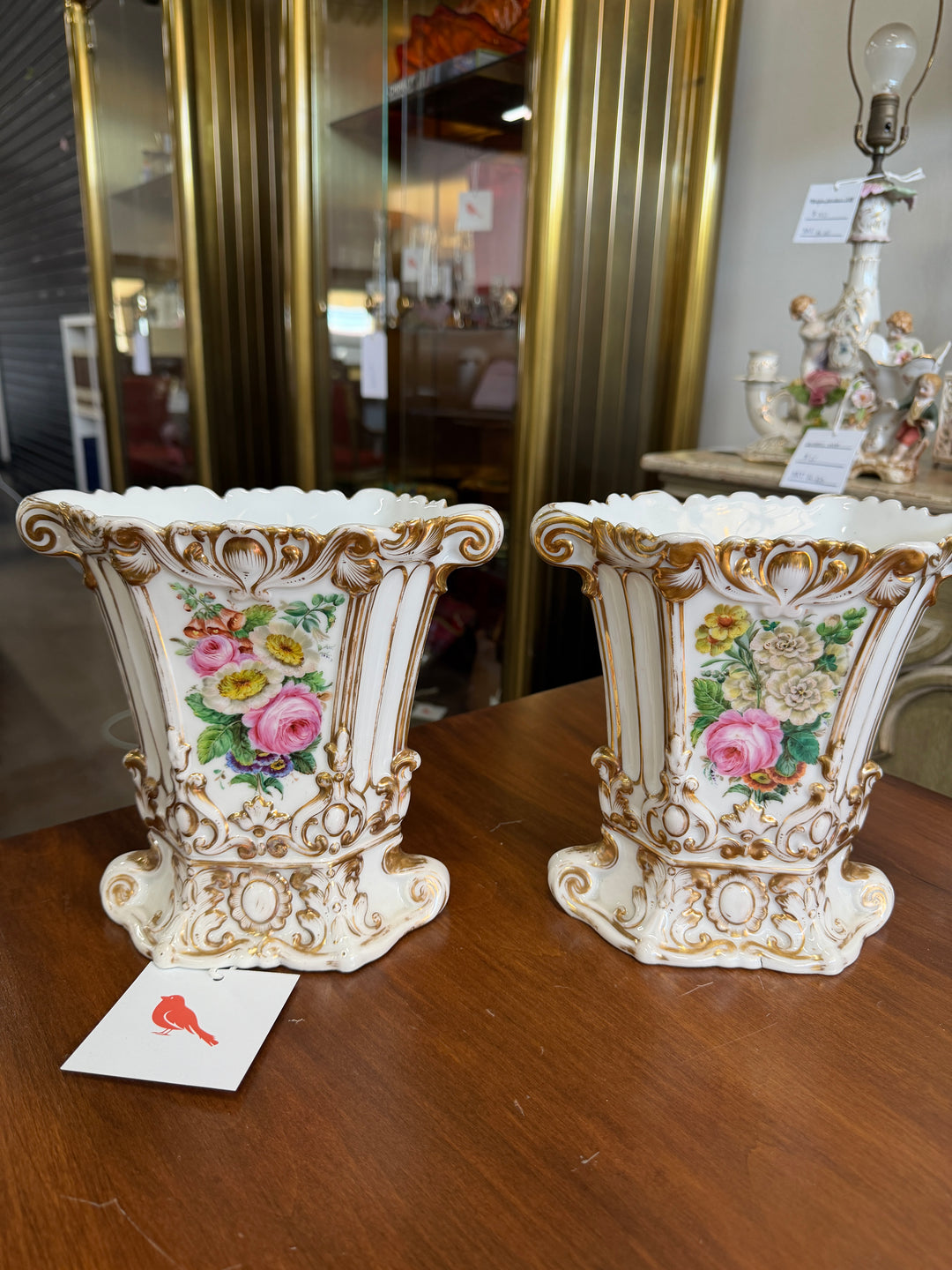 Set of 2 Antique French Porcelain Vases