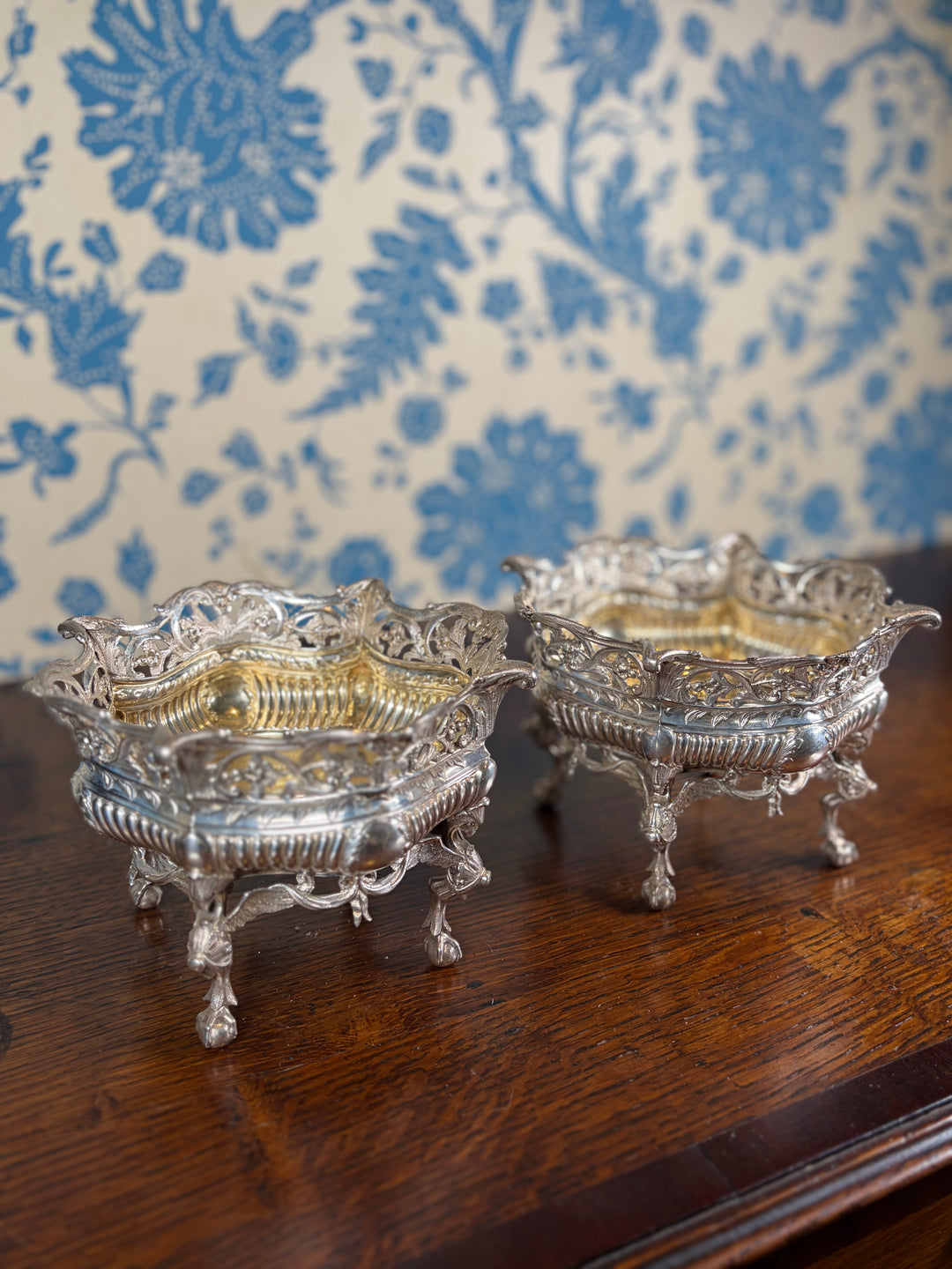 Pair of Antique Silver Plated Footed Bowls