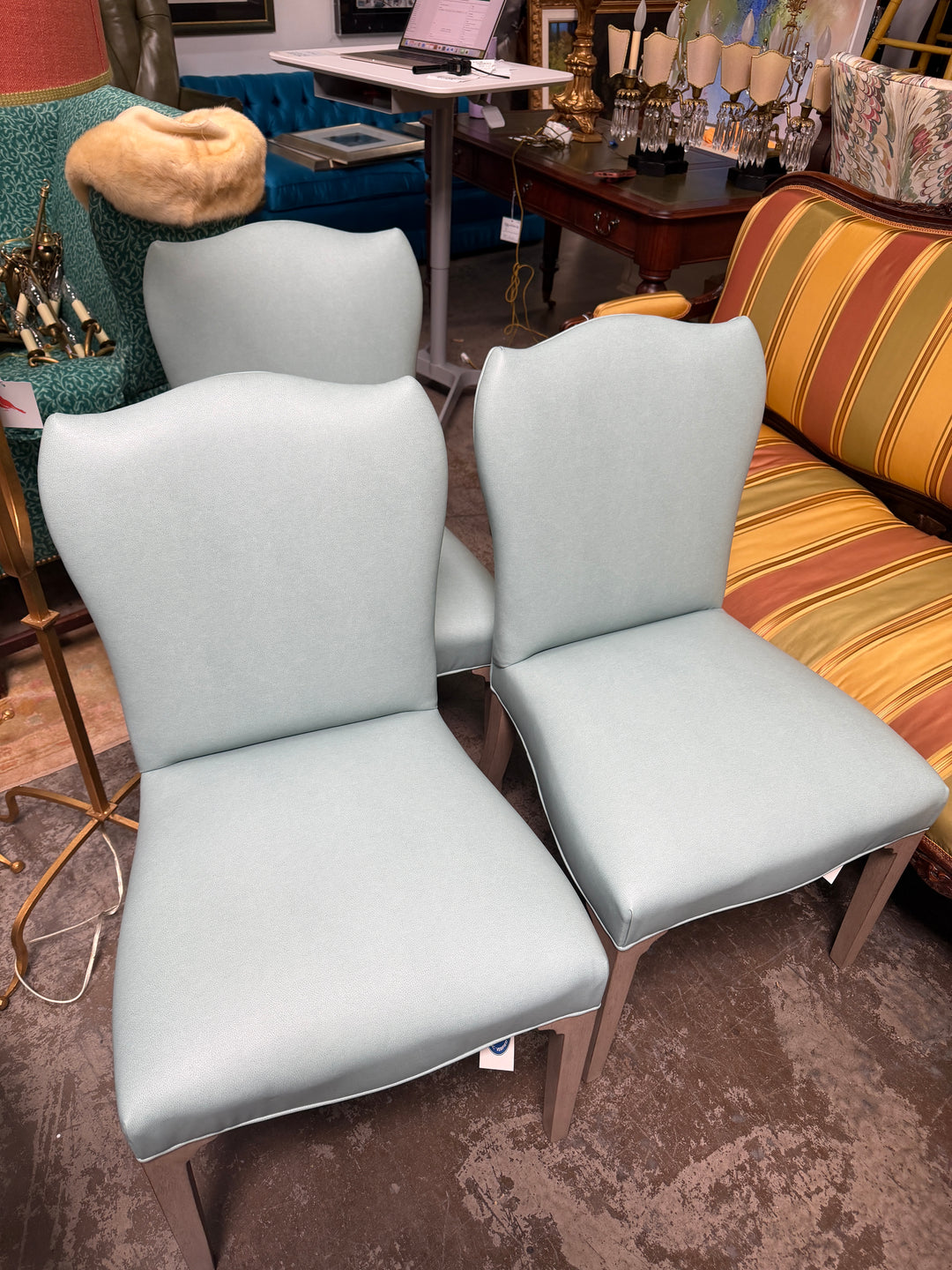 Set of 3 Blue Dining Chairs