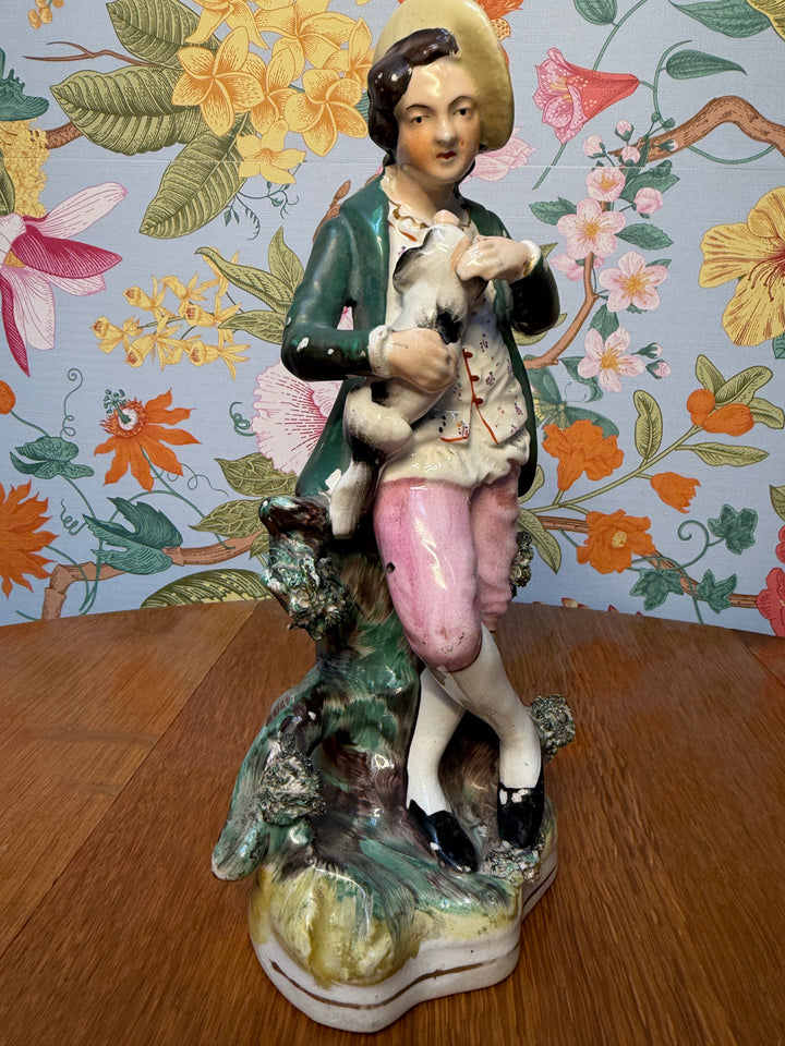 Staffordshire Man holding dog