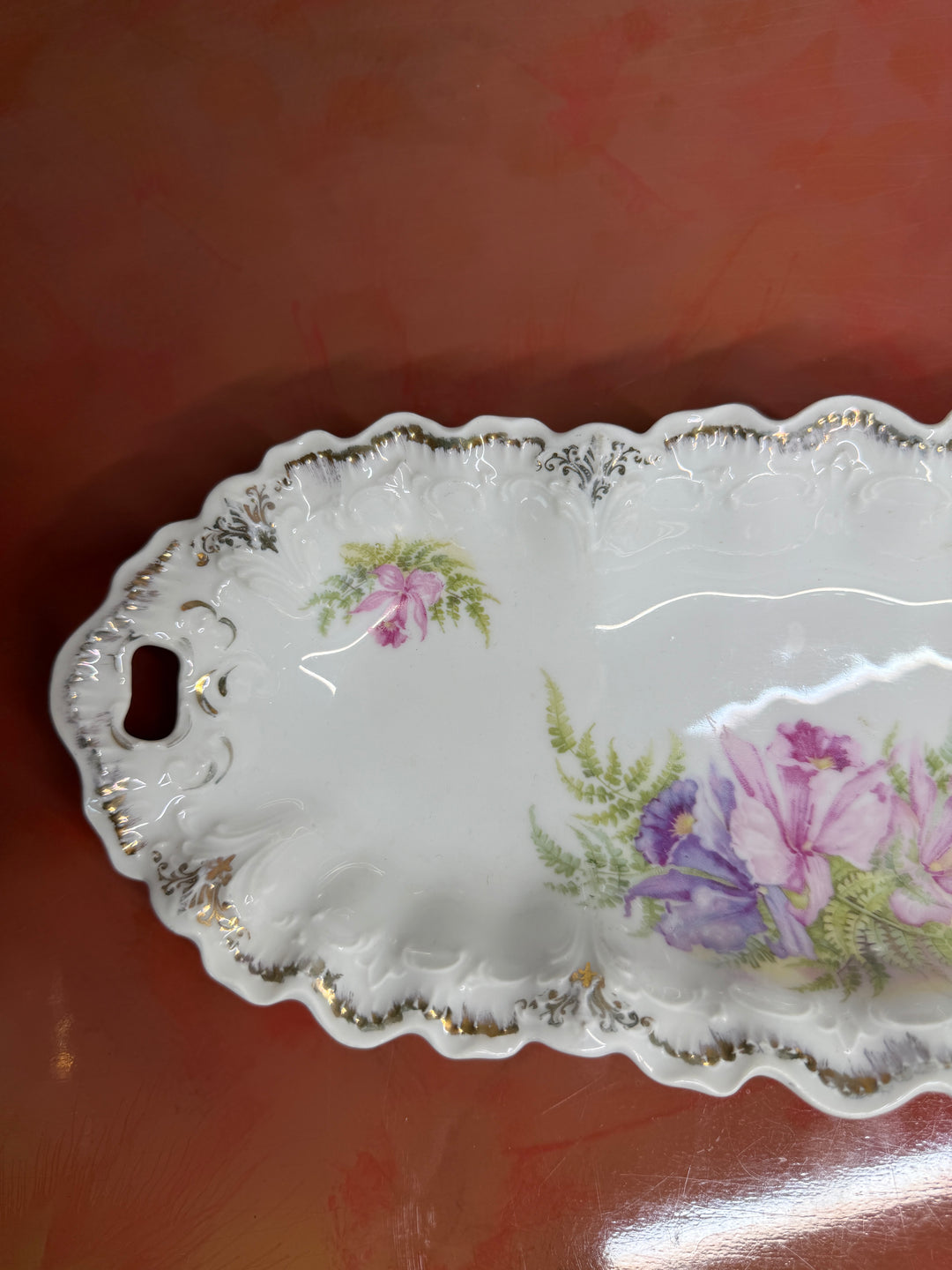 Antique Porcelain Floral Tray