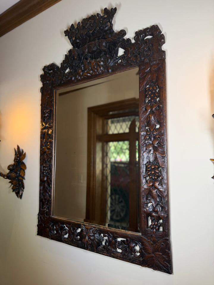 Antique Black Forest Wall Mirror