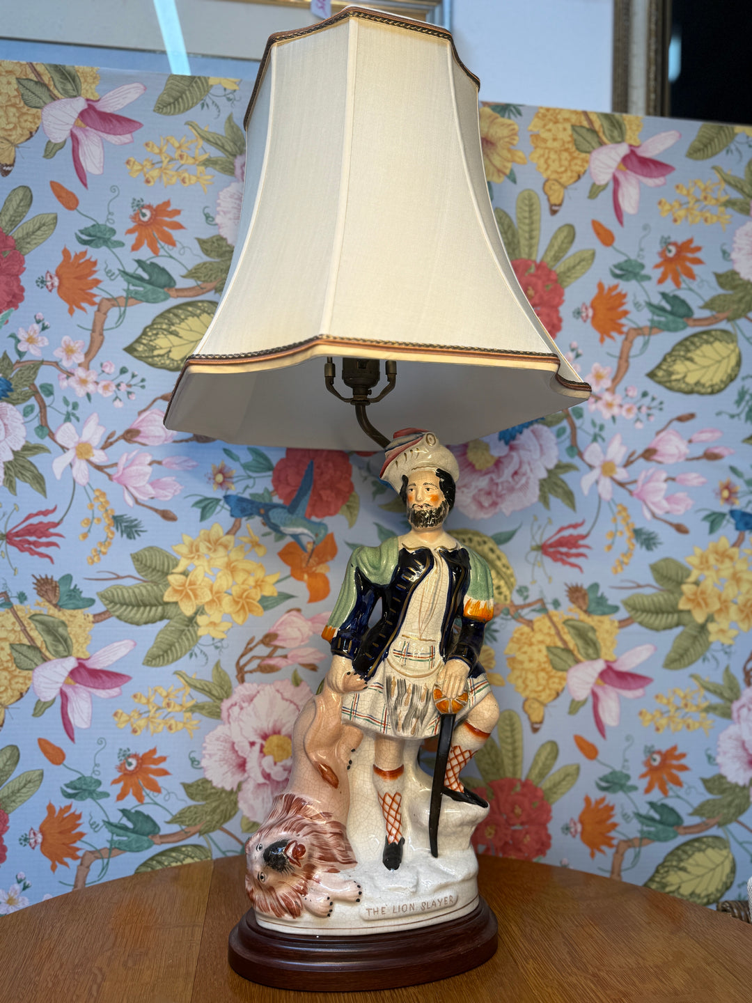 The Lion Slayer Staffordshire Lamp
