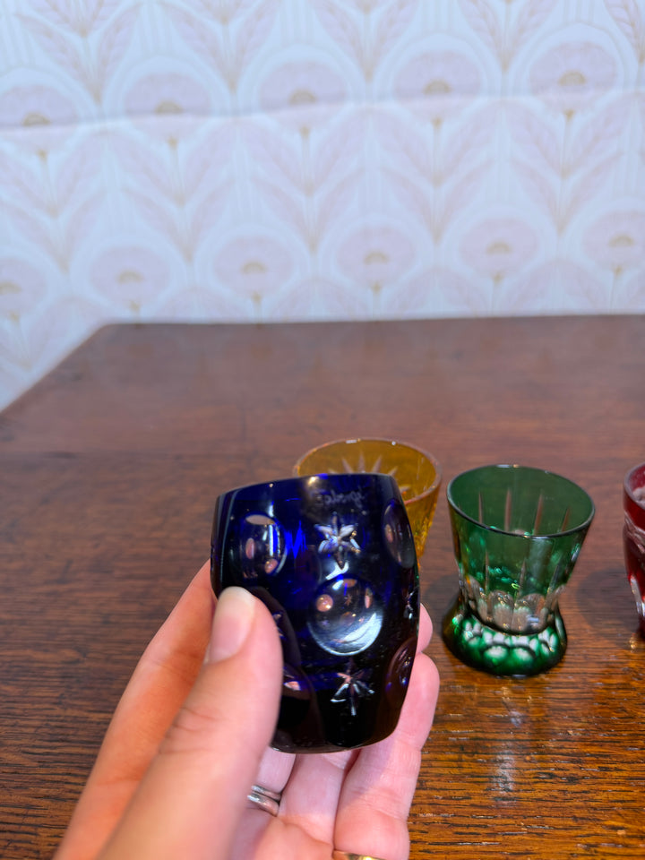 Set of 4 Colorful Fabergé Shot Glasses