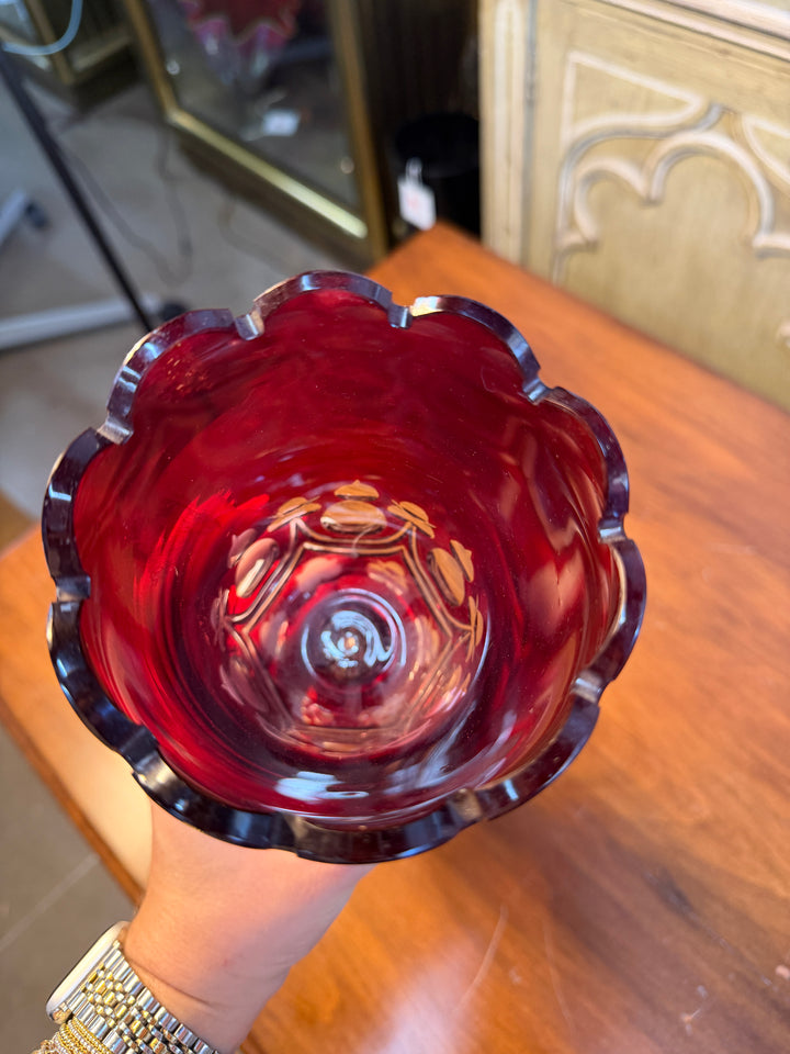 Vintage Bohemian Red Glass Vase