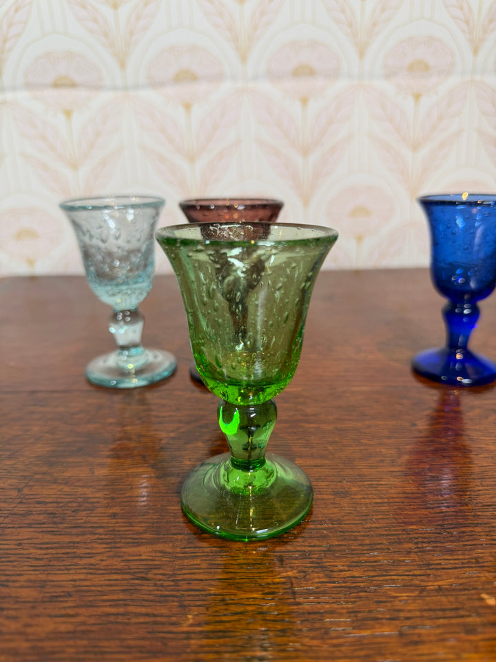 Set of 4 Multi-Colored Hand Blown Glasses