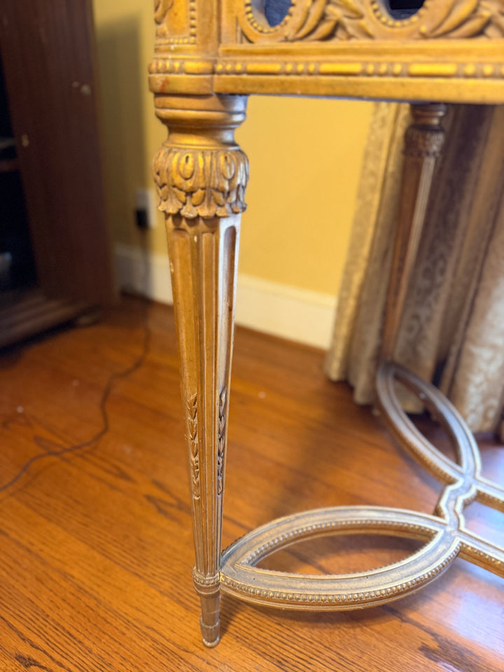 French Louis XVI Style Gilt Wood Marble Top Table