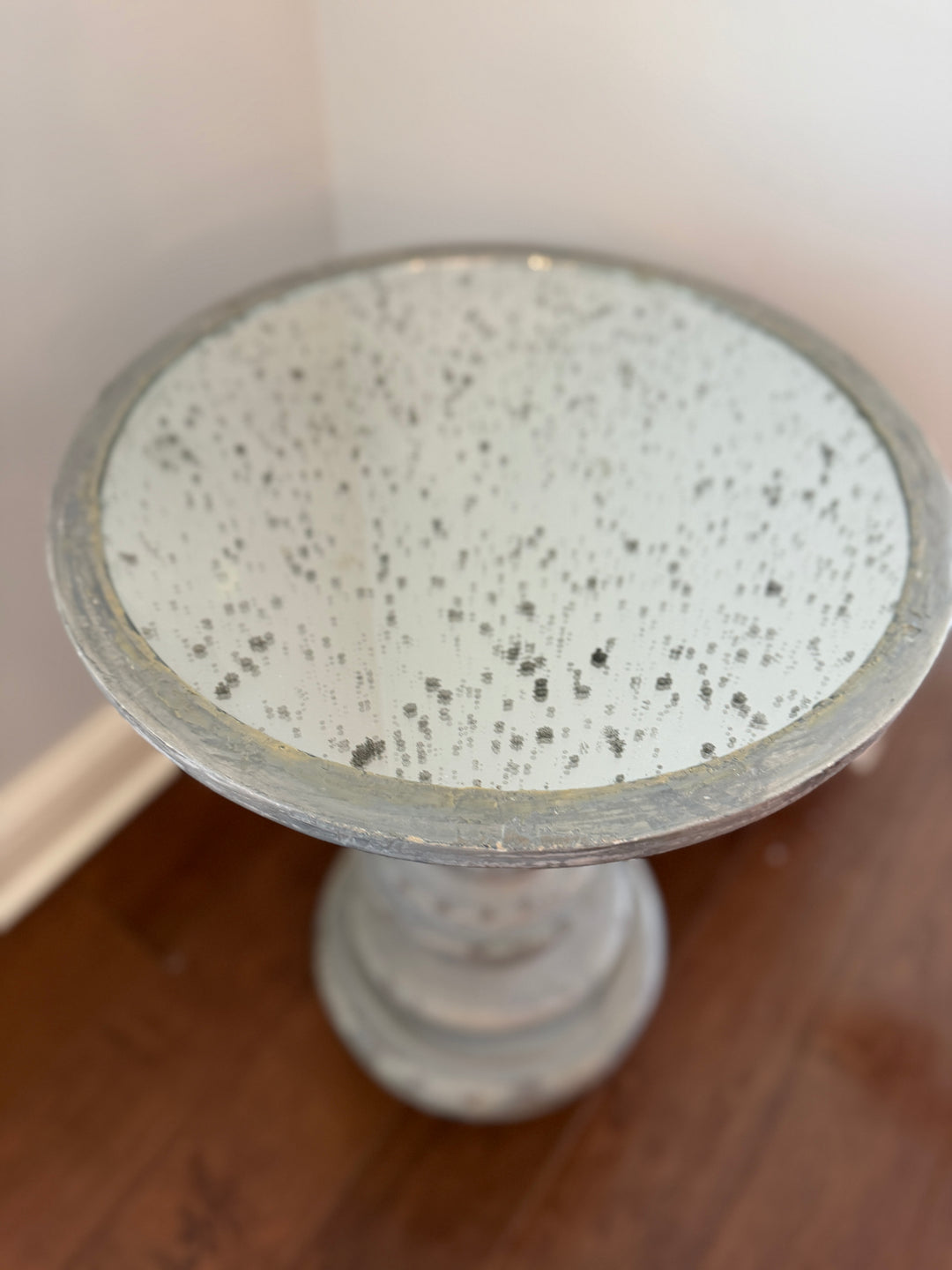 Mercury Glass Pedestal Candle Holder