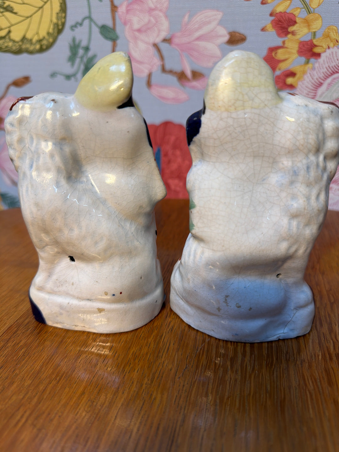 Antique Staffordshire Dogs and Lady Pair