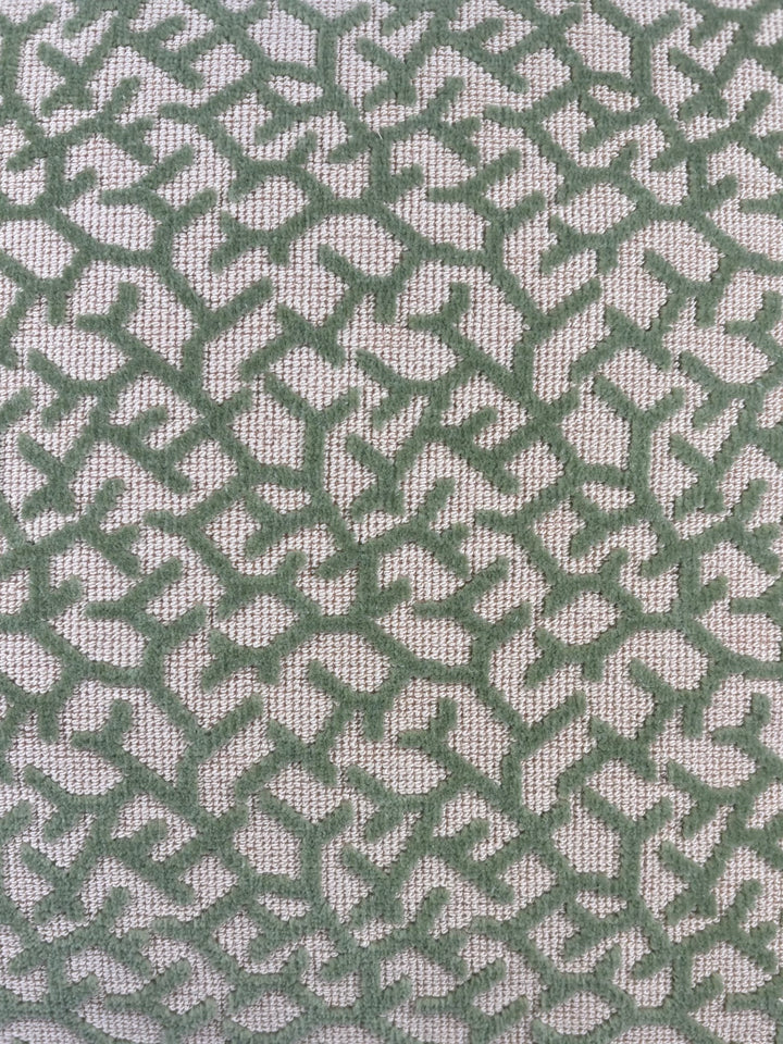 Green & Cream Geometric Needlepoint Throw Pillow