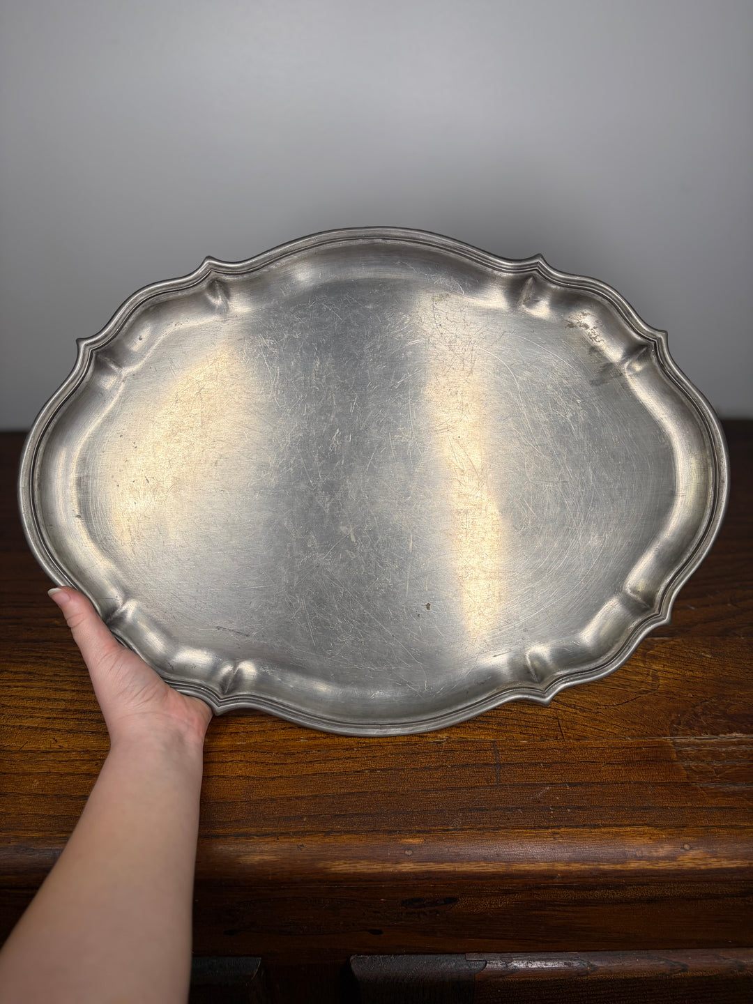 Pewter Tea Set on Tray (4 Pieces)