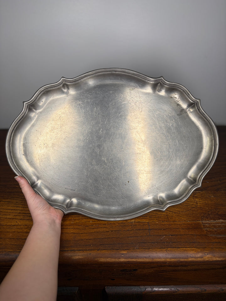 Pewter Tea Set on Tray (4 Pieces)