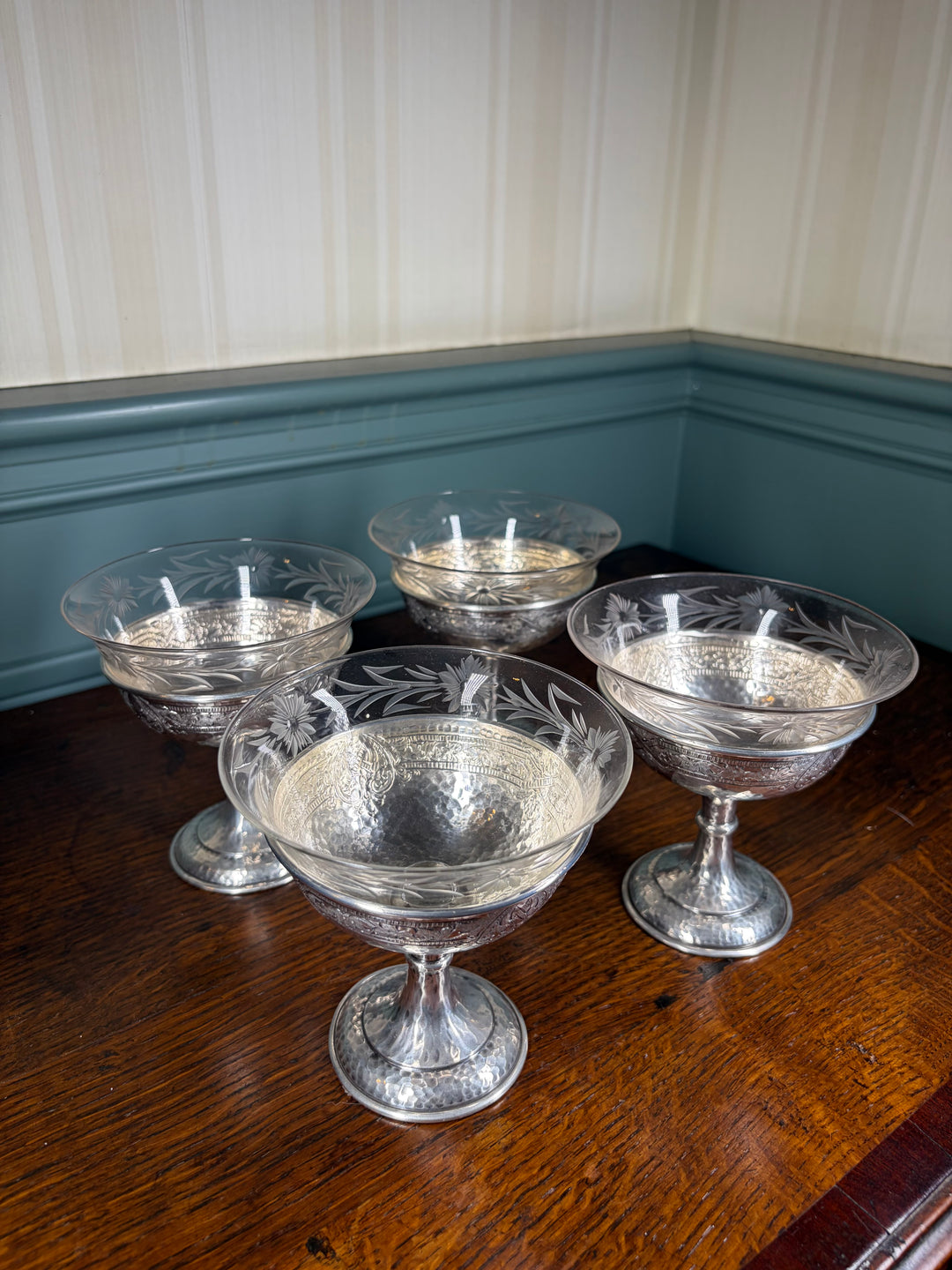 Schofield Baltimore Tudor Hammered Sterling Silver Sherbet Cups Set of 6