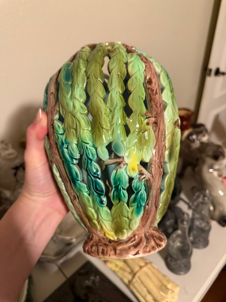 Antique English Victorian Majolica Lamp Shade