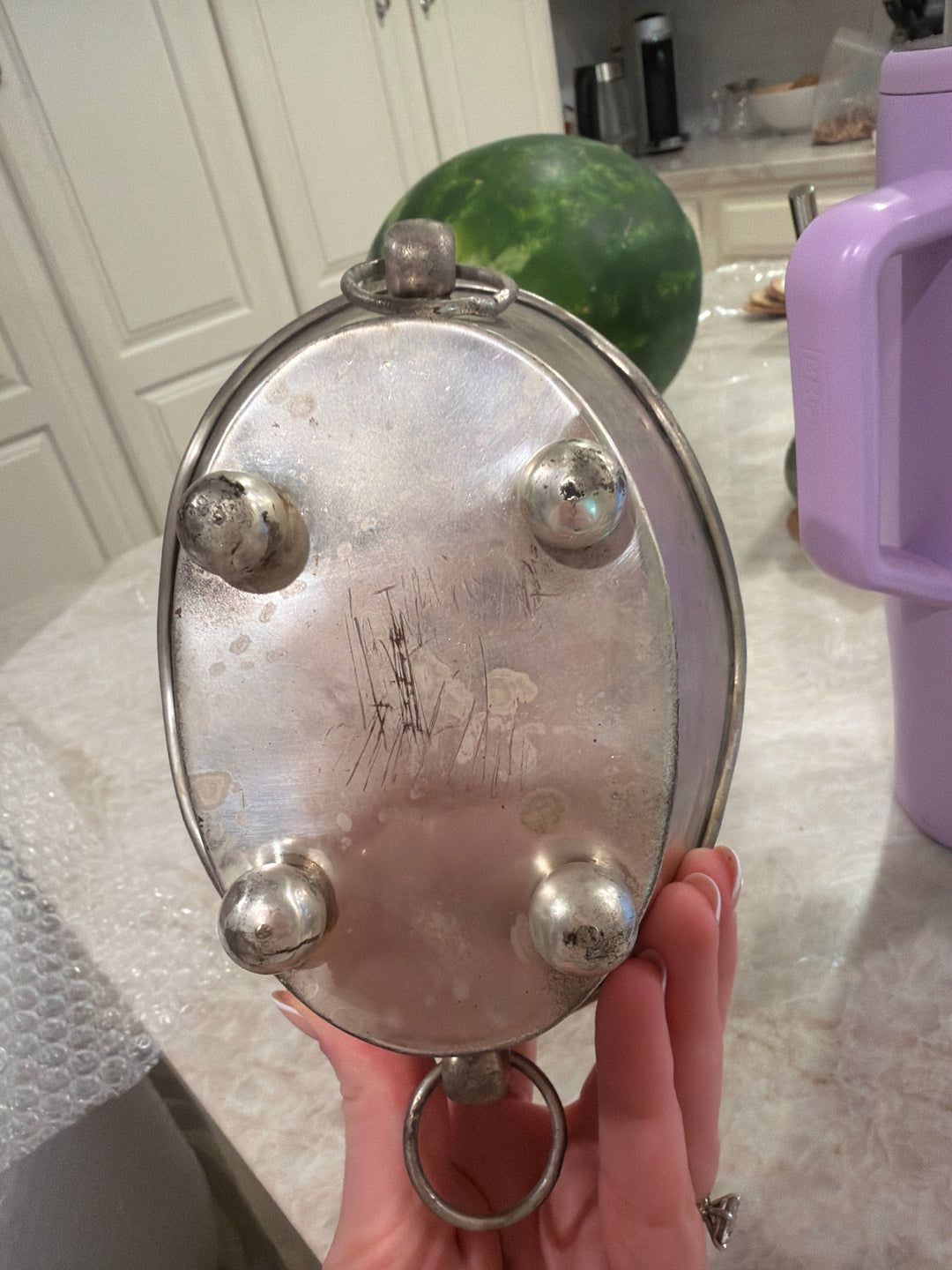 Pewter Footed Bowl with Ring Handles