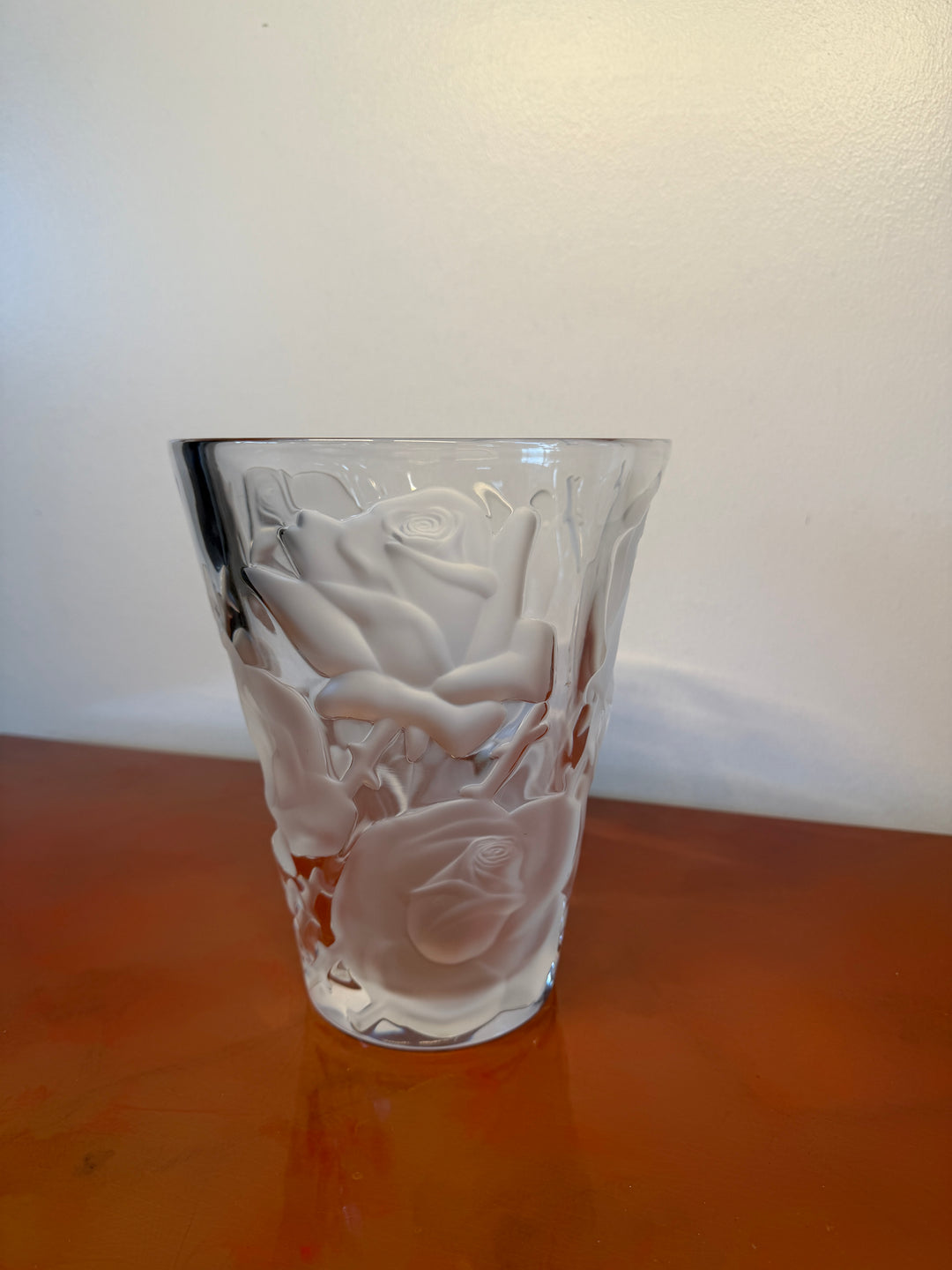 Lalique Ispahan Rose Crystal Vase
