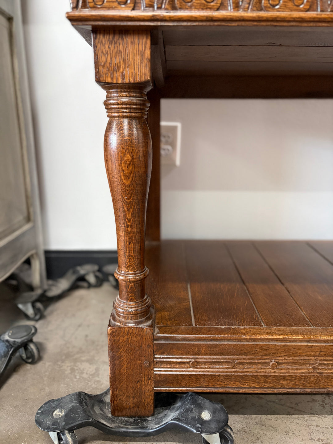 Taylor & Co England Carved Oak Gothic-Style Sideboard/Buffet