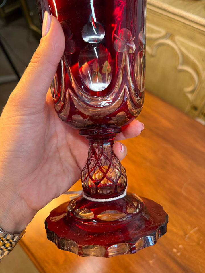 Vintage Bohemian Red Glass Vase