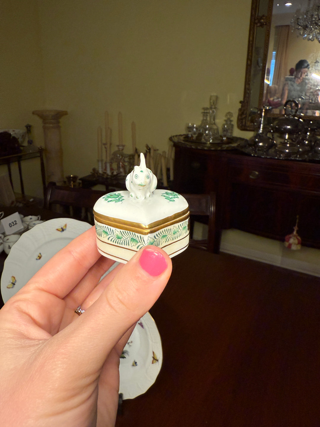 Herend Green Bunny Box