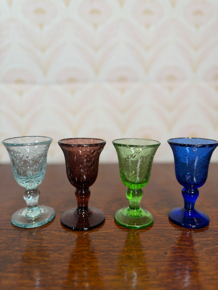 Set of 4 Multi-Colored Hand Blown Glasses