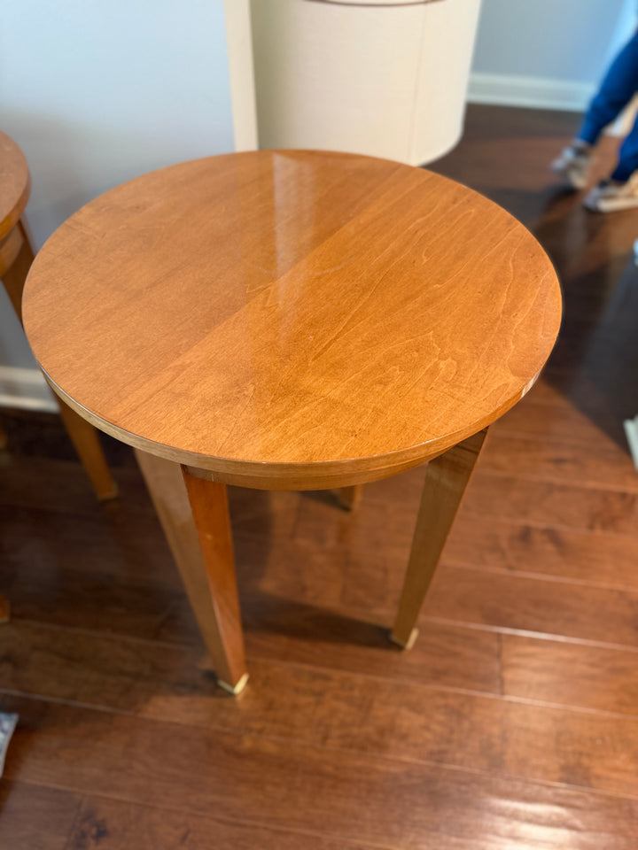 Pair of Round Cherrywood Side Tables